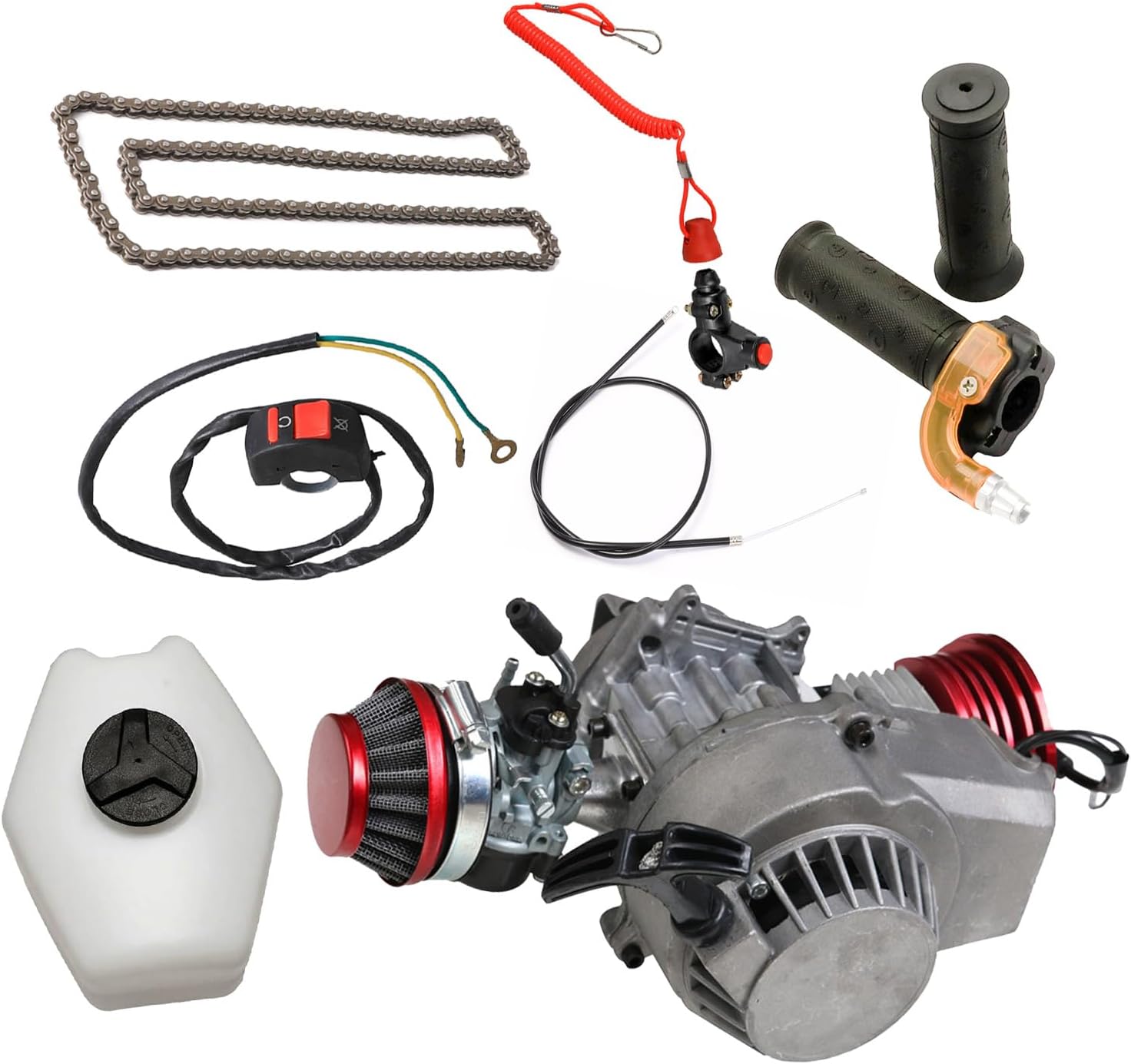 Moteur 49cc 2 Temps 3CV ACROSSPART - Pour Dirt Bike, Pocket Bike, Quad, Refroidissement à Air, Avec Carburateur