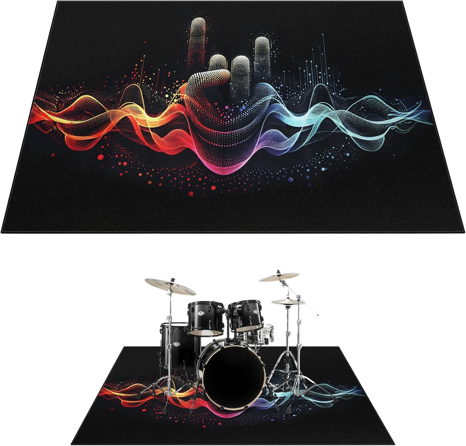 Drum Rug, 6 x 5 Ft Drum Mat with Non-Slip Grip Bottom, Drum Carpet for Noise Reduction, Soundproof Musical Instrument Rug, Professional Drum Accessories for Jazz Drum & Electric Drum Set