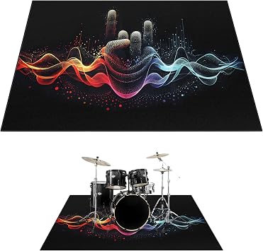 Drum Rug, 6 x 5 Ft Drum Mat with Non-Slip Grip Bottom, Drum Carpet for Noise Reduction, Soundproof Musical Instrument Rug, Professional Drum Accessories for Jazz Drum & Electric Drum Set