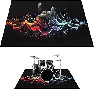 Drum Rug, 6 x 5 Ft Drum Mat with Non-Slip Grip Bottom, Drum Carpet for Noise Reduction, Soundproof Musical Instrument Rug, Professional Drum Accessories for Jazz Drum & Electric Drum Set