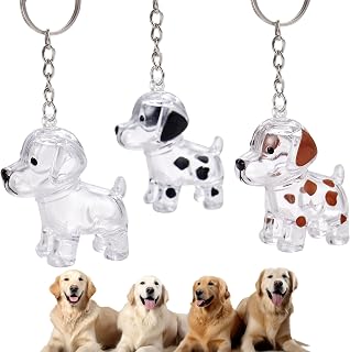 3pcs Dog Hair Collector Keychain Charm, Transparent Dog Fur Collecting Keychain Keepsake, Cute Portable Pet Hairs Memorial Storage Box for Keys, Bags - 3 Styles
