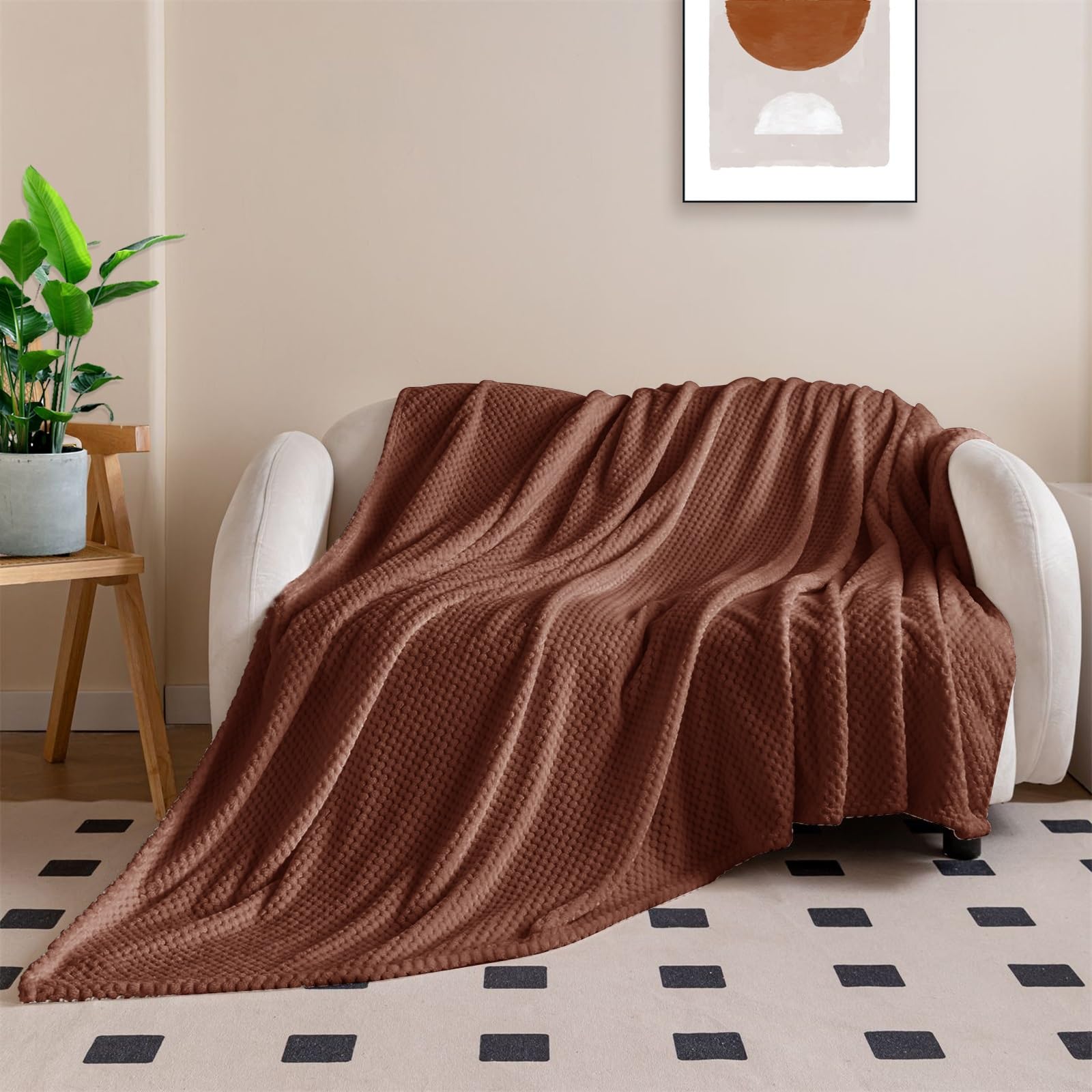 Narzuta Na Łóżko King-Size 90 x 260 cm Supermiękkie I Ciepłe, Lekkie Koce W Kratkę Na Każdą Porę Roku Miękkie, Puszyste Narzuty Na Kanapy I Łóżka, brązowy