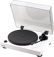 Vista 2 de Fluance RT81 Elite Tocadiscos de vinilo de alta fidelidad (Blanco) con Ai41 Powered 5" altavoces de estantería estéreo (bambú suerte), lápiz