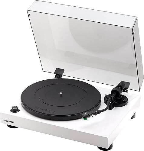 Fluance - Tocadiscos RT81 Elite para discos de vinilo de alta fidelidad con cartucho Audio Technica AT95E, accionamiento por banda, preamplificador