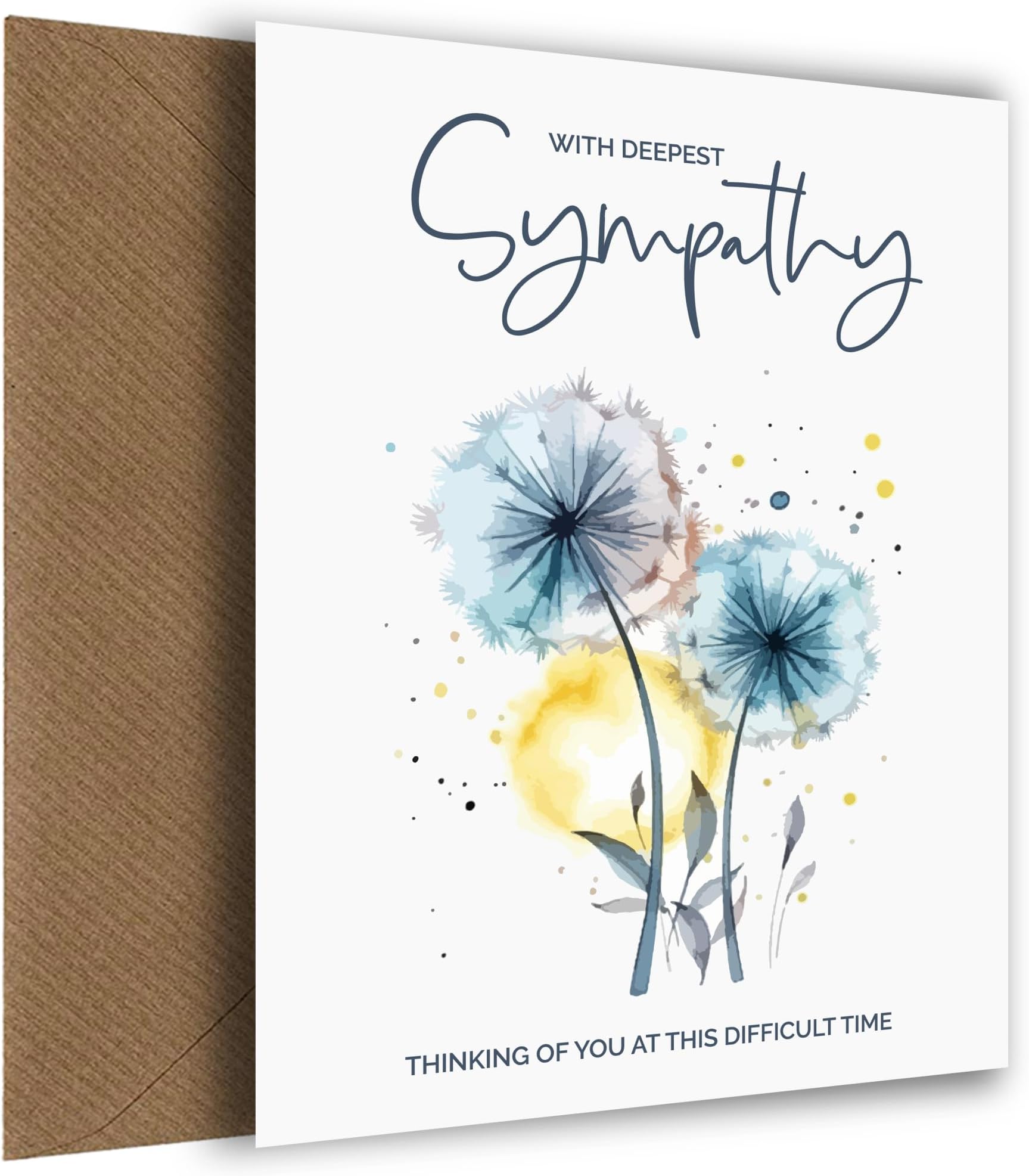 Deepest Sympathy Card with Dandelions Heartfelt Condolences Card for