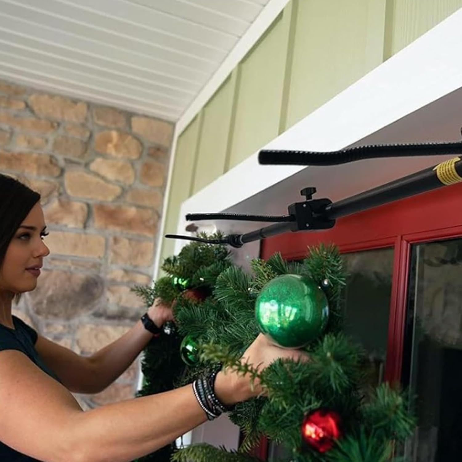 Garland Hanger for Front Door Frame | Adjustable Garland Hanger for Doors 31.5"-80" | Heavy-Duty Front Door Garland Hanger for Wreaths, Lights & Christmas Halloween Decorations No Drill or Damage (S)