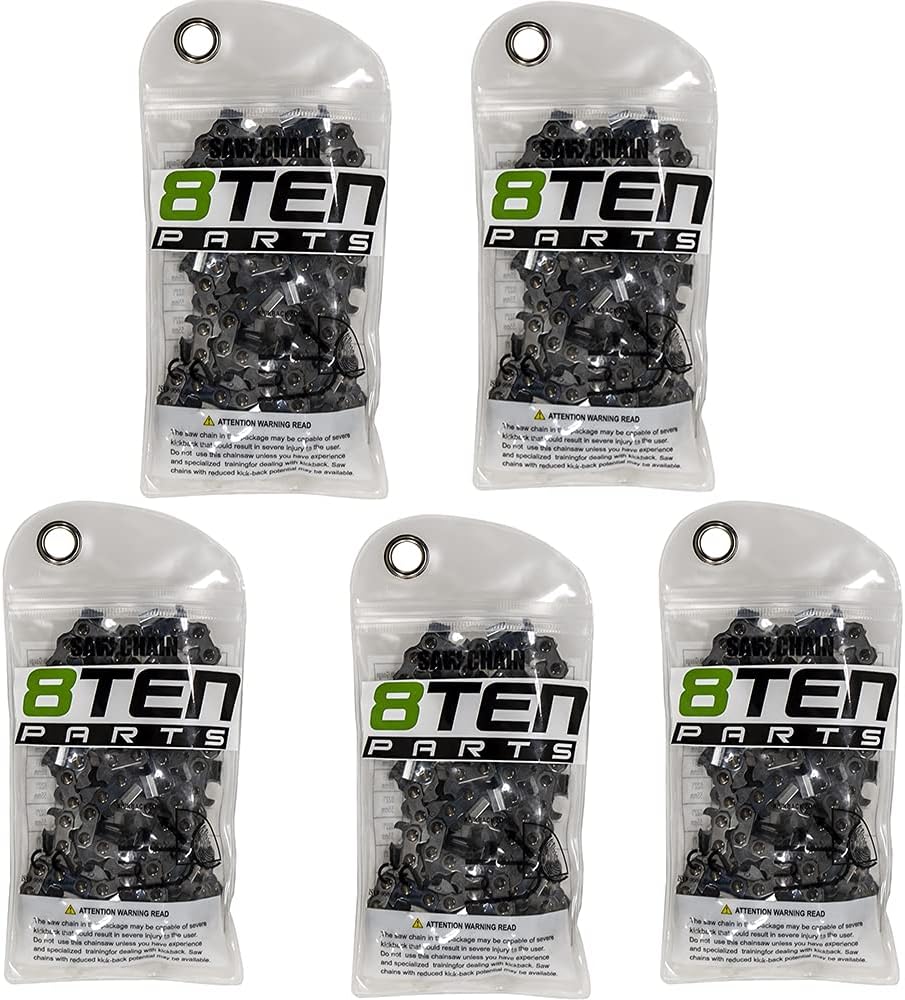 8TEN Chainsaw Chain 16 inch for Husqvarna 338 XPT Poulan 200 180 1625 Stihl Echo .050 3/8 LP 56DL 5 Pack