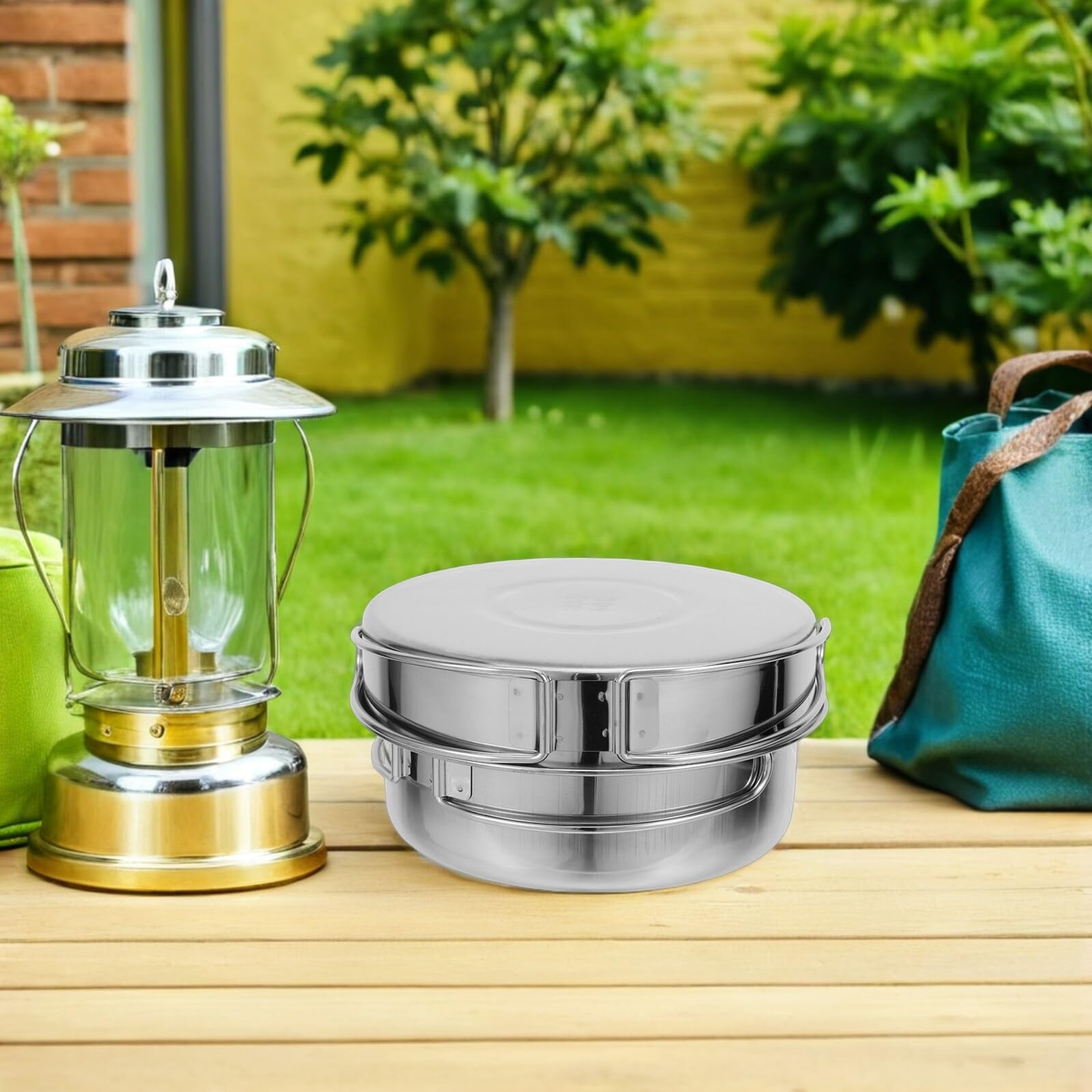 Cabilock Set Couvert Camping Pliable Acier Inoxydable Ensemble Vaisselle Pique- Ustensiles de Randonnée Légers Portables Kit Cuisine Extérieur pour Aventures Plein Air