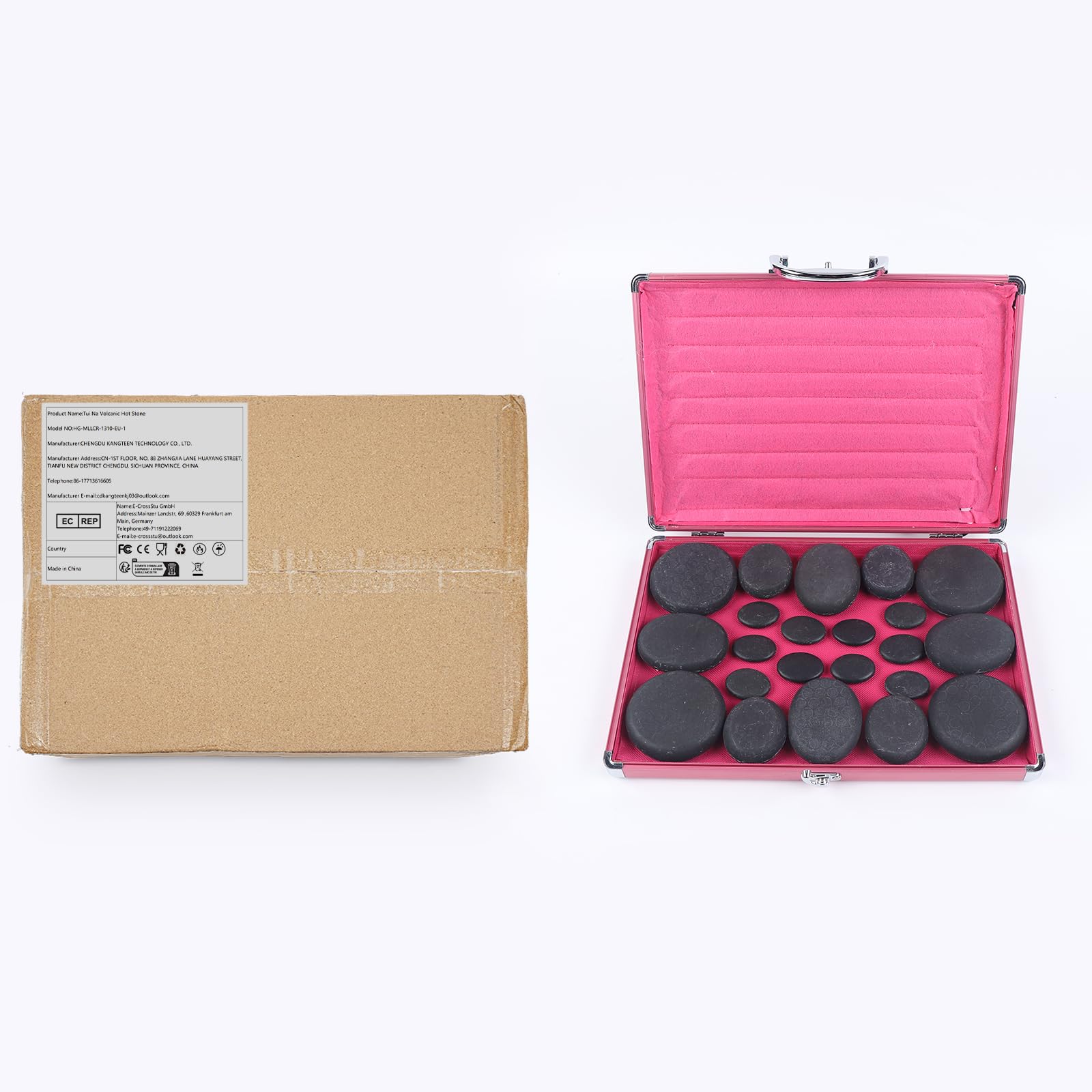 Piedras de masaje para spa Hot Stones Masaje Set Hot Stones con kit de calefacción para compresas calientes Gua Sha Negro