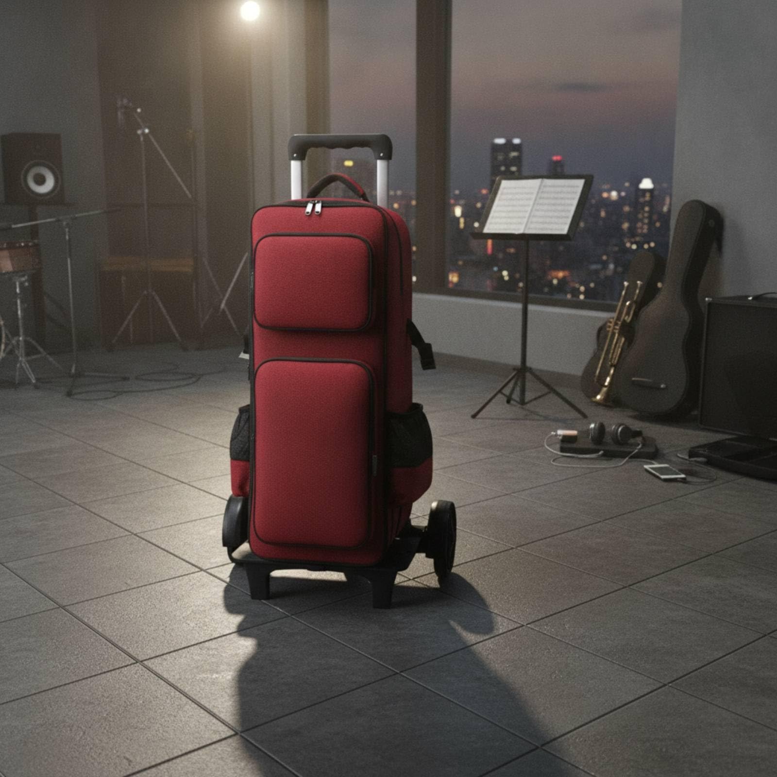 LRXFPIYF Instrumententasche wasserdichte Instrumententasche Koffer Rucksack Tragetasche mit Bequemem Tragesystem Umbaubar zu, Erweiterte Version Mit Rollen, Array, Schwarz