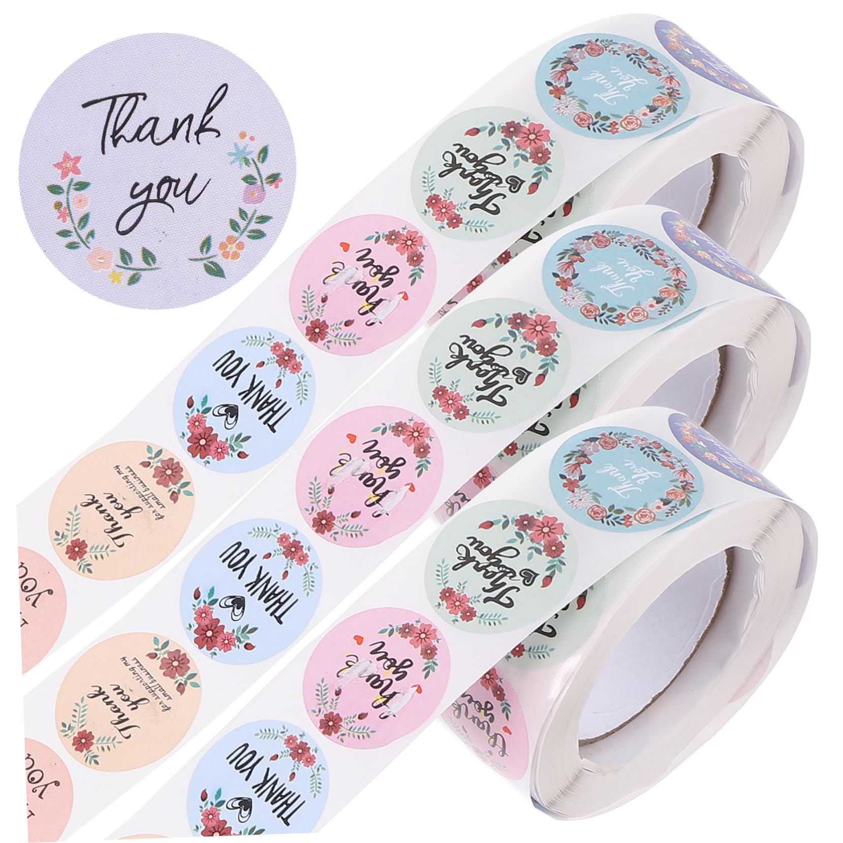 STOBOK 15rotoli Rotondi Adesivi Decorativi Per Confezioni Di Ringraziamento Di Etichette Adesive Per Matrimoni Compleanni e Feste Adesivi Per Ogni
