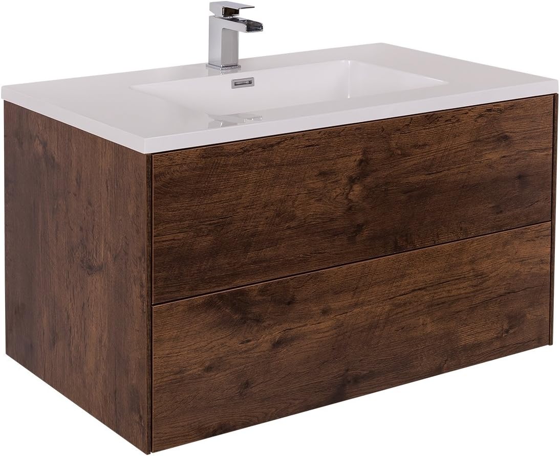 Aquariss Modern Bathroom Oak 900 mm Wall Hung Vanity Unit with Basin Furniture