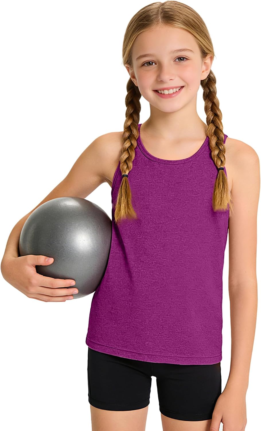 Auranso Girls Tank Tops Quick Dry Athletic Sleeveless Racerback Shirts