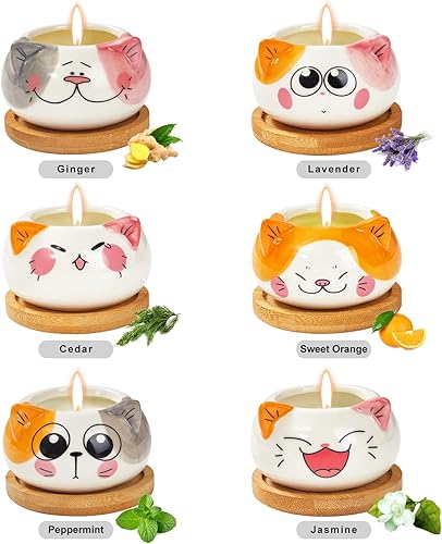 Miniatura 2 de Velas perfumadas, paquete de 6 regalos novedosos para cumpleaños de mujeres, regalos únicos con temática de gato
