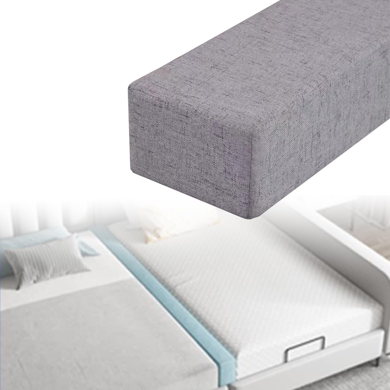 Long Bed Gap Filler - Mattress Extender Filler, Zipper Design High Rebound, Bed Mattress Gap Filler for Bedroom Room Children Infant (Color : Grey, Size : 180x15x8cm)