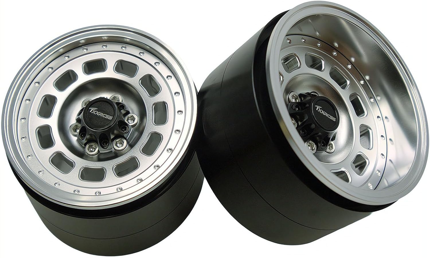 RC 2.2 Beadlock Wheels Adjustable 2 Offsets Rims Hub Aluminum Upgrades for 1/10 Crawle Car Wheel and Tires Remote Control SCX10 Trx4m(4PC) (Titanium Silver)