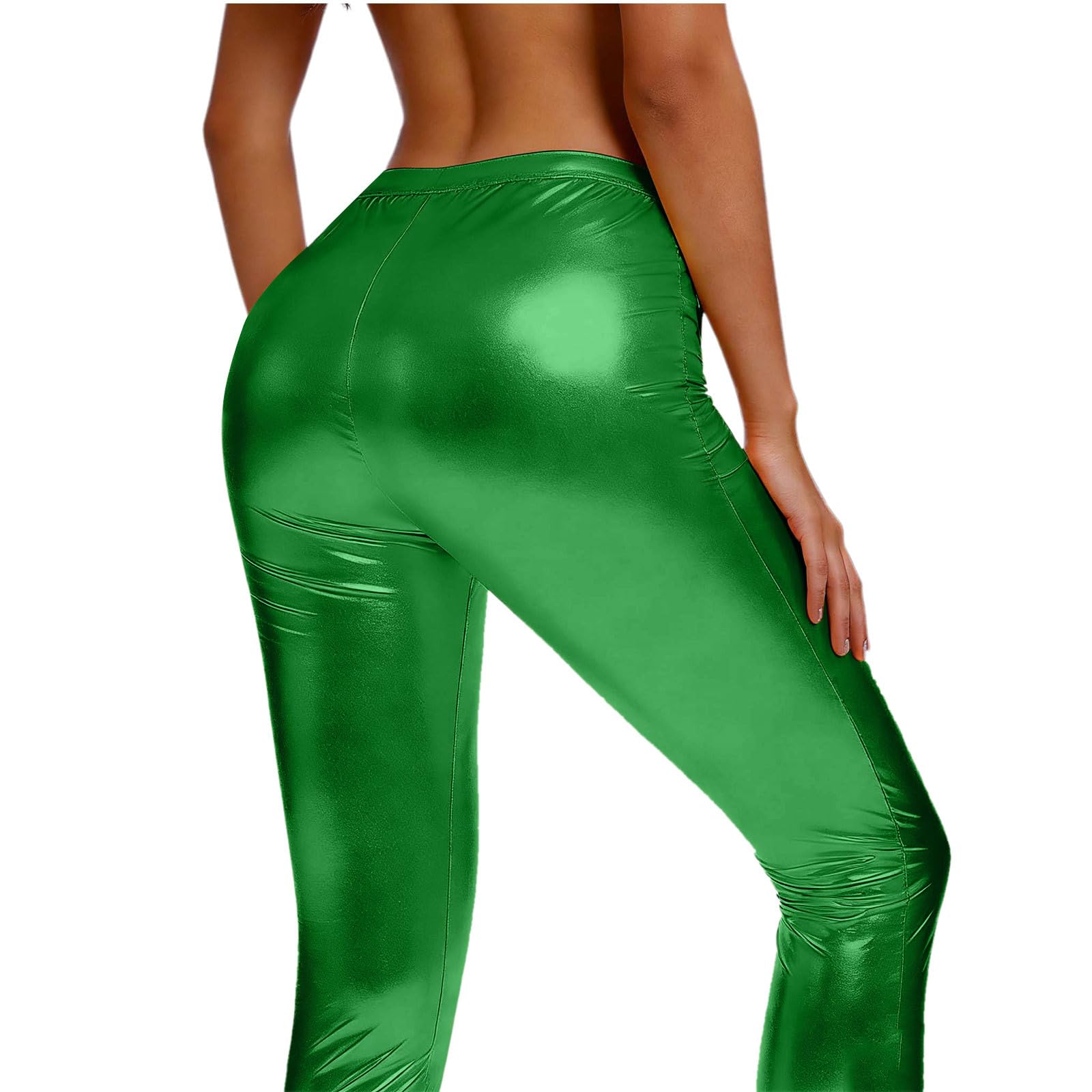 Damskie metaliczne błyszczące legginsy z kieszeniami błyszczące spodnie do jogi z wysokim stanem rozciągliwe płynne błyszczące rajstopy slim fit kompresyjne spodnie treningowe na dyskotekę imprezę