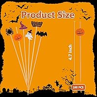 Vista 7 de Púas de cóctel de Halloween, 100 palillos de dientes decorativos para aperitivos, brochetas de bambú de 4.7 pulgadas de largo, palillos de madera
