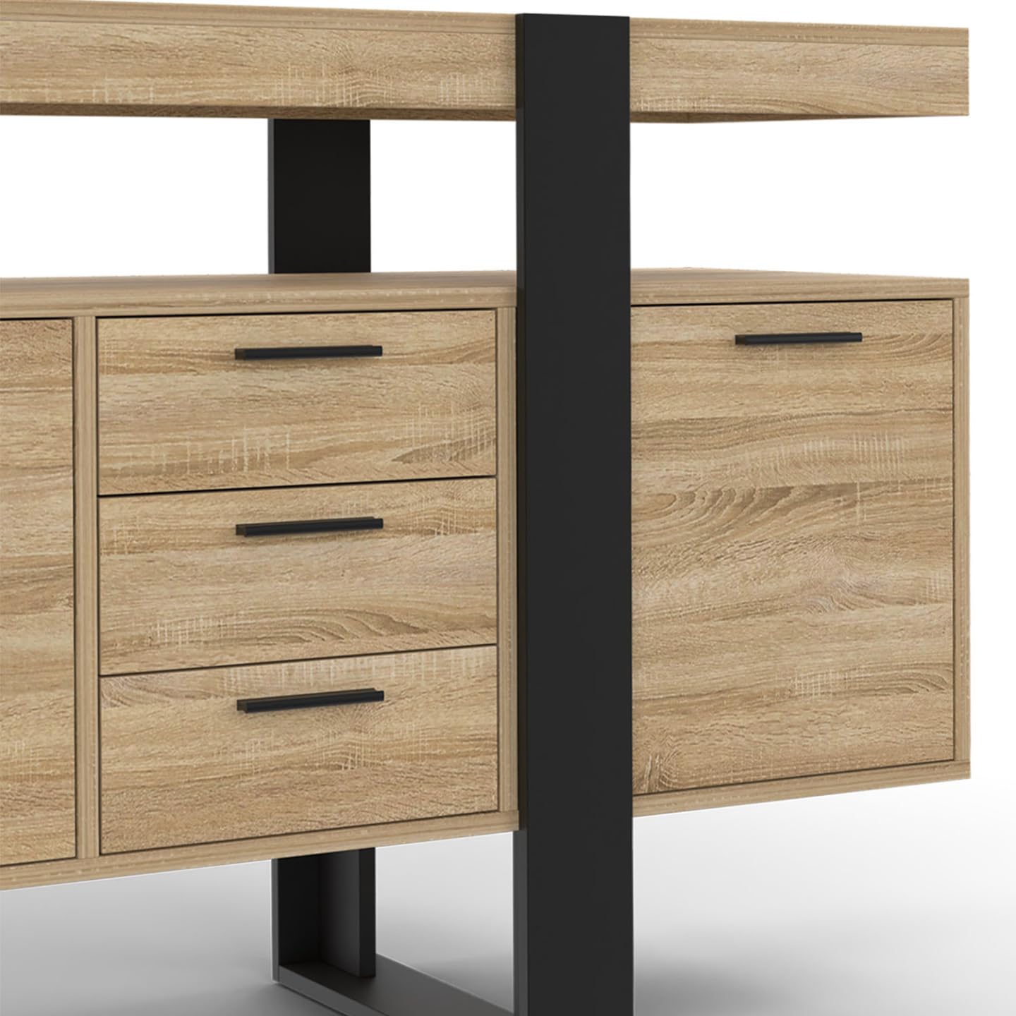 IDMarket - Buffet 180 cm Phoenix XXL 4 Portes et 3 tiroirs Bois et Noir