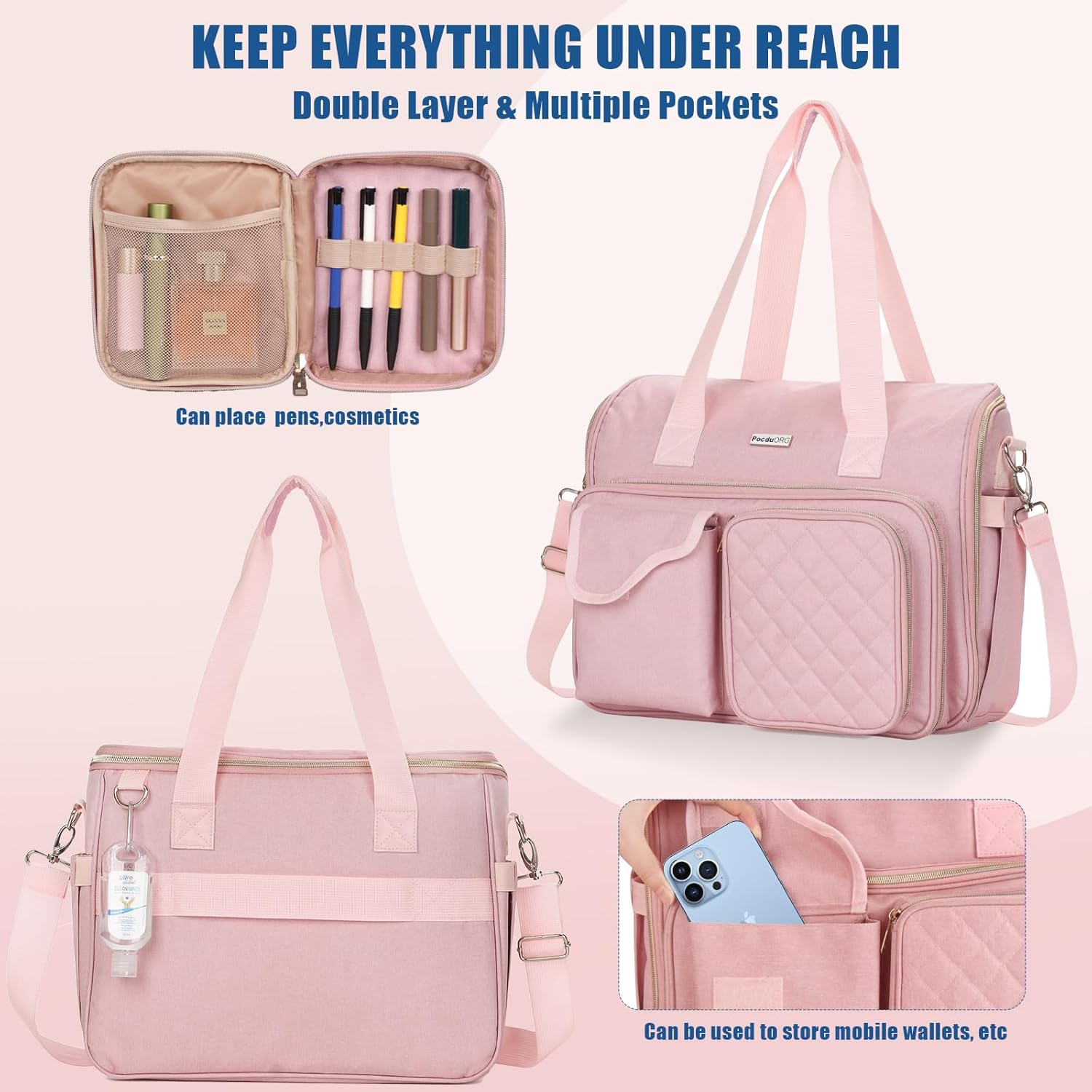 Professional Tote for Women 14" Laptop Bag - Teacher Nurse Work Bag Lay-Flat, Office College Commuting, Craft Organizer Bag