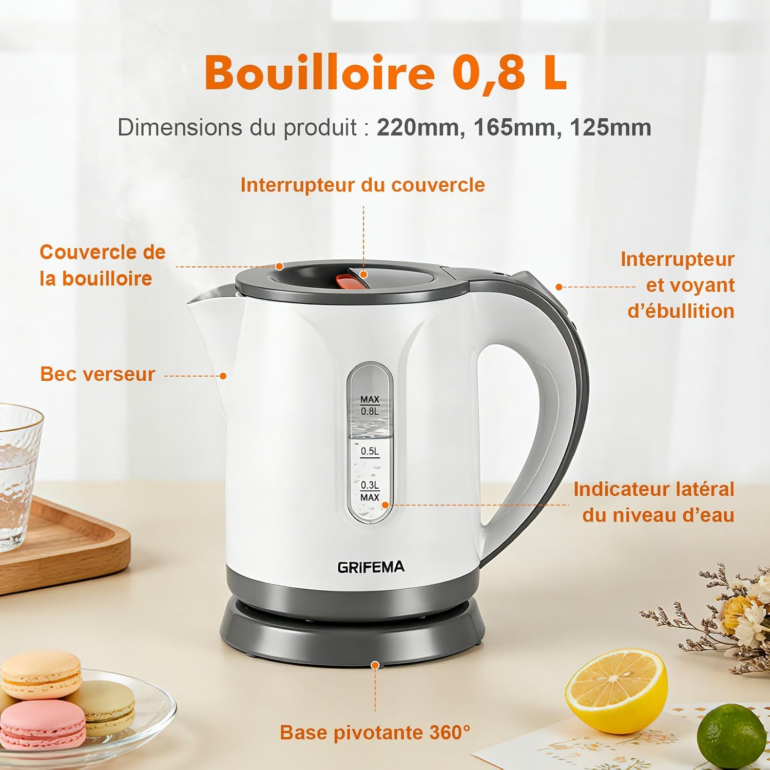 bouilloire électrique filtre anti-calcaire – vue détaillée