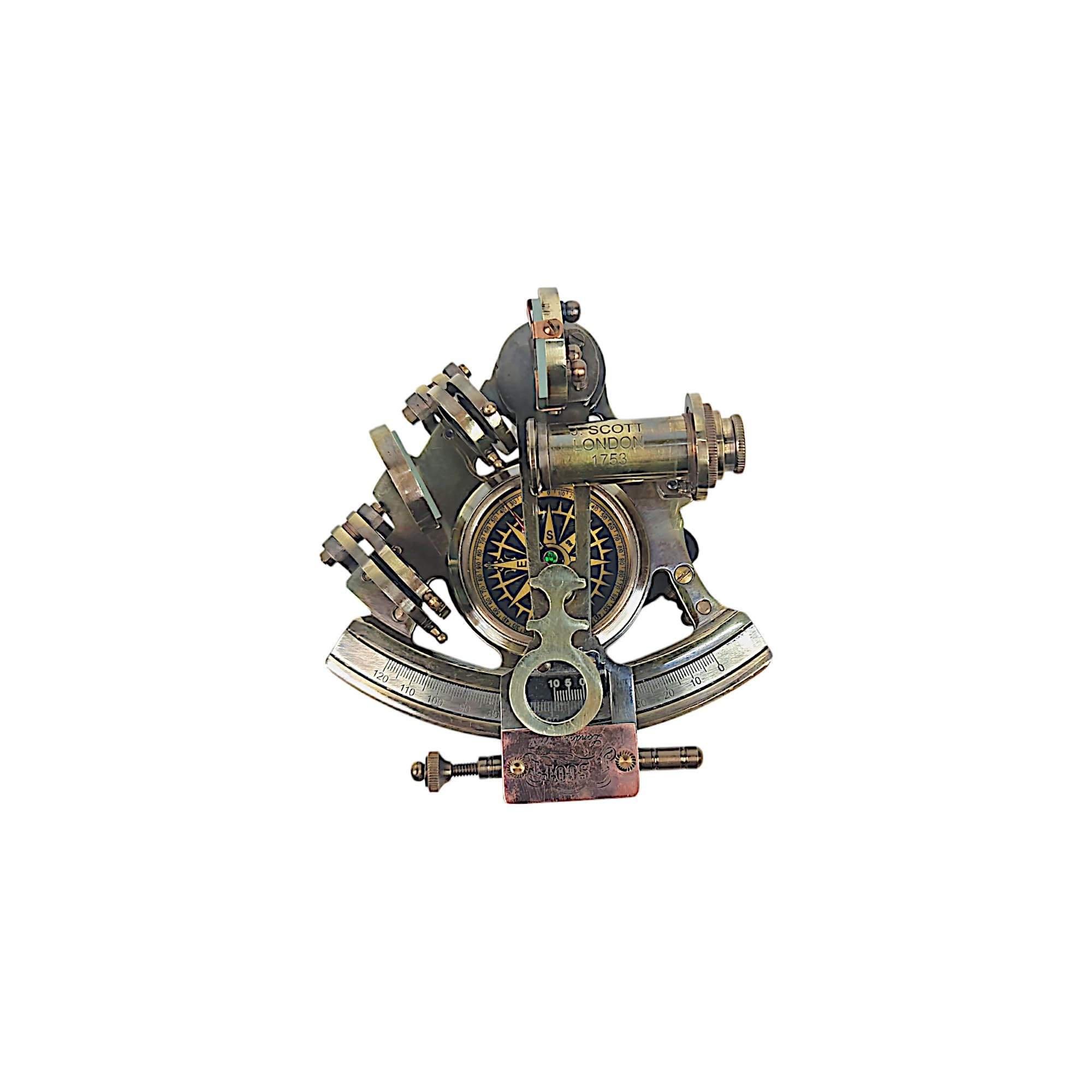 Sextant Nautique Vintage Lumberkart En Laiton - Avec Boussole Intégrée Et Boîte En Palissandre - Navigation Ou Décoration