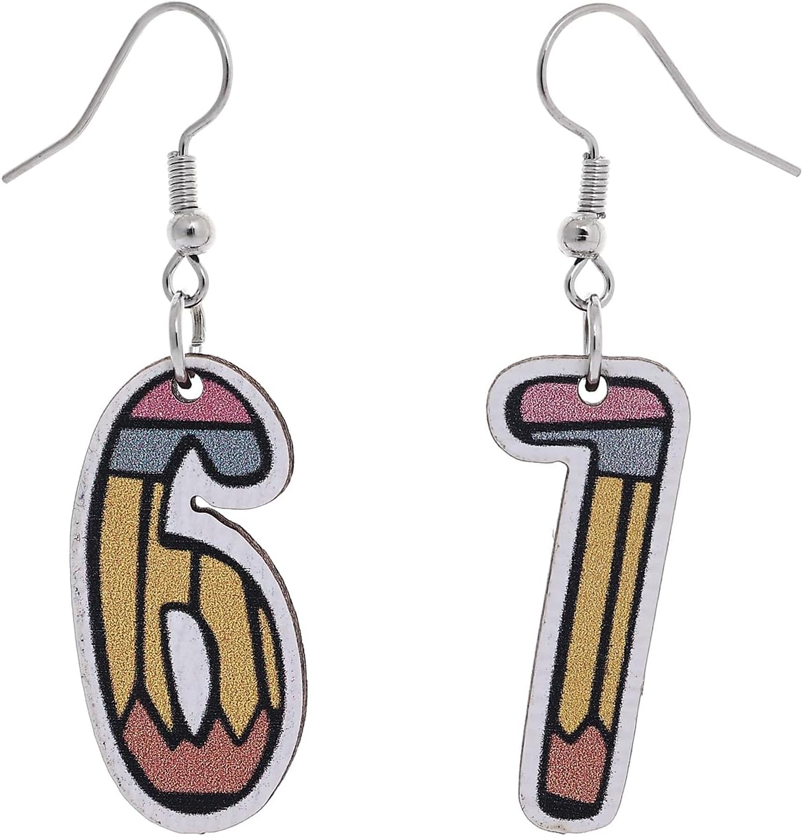 67 Six Seven Earrings Funny Six Seven 67 Earrings for Men Women Funny 67 Meme Earrings:A Birthday, Easter, Christmas Stocking Stuffer Gift for Tweens & Teens 1 Pairs