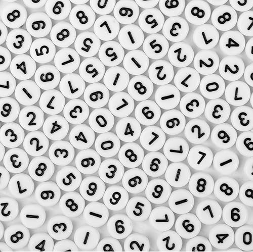 Xilitata 600 cuentas de letras vocales redondas planas de 0.27 x 0.157 pulgadas con letra A E I O U coloridas letras acrílicas blancas para hacer