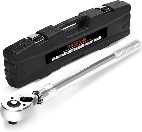 kboisha 3/4-Inch Drive Extendable Ratchet Handle, Reversible Quick Release Telsecoping Ratcheting Torque Wrench Extends 19.5-31 Inch