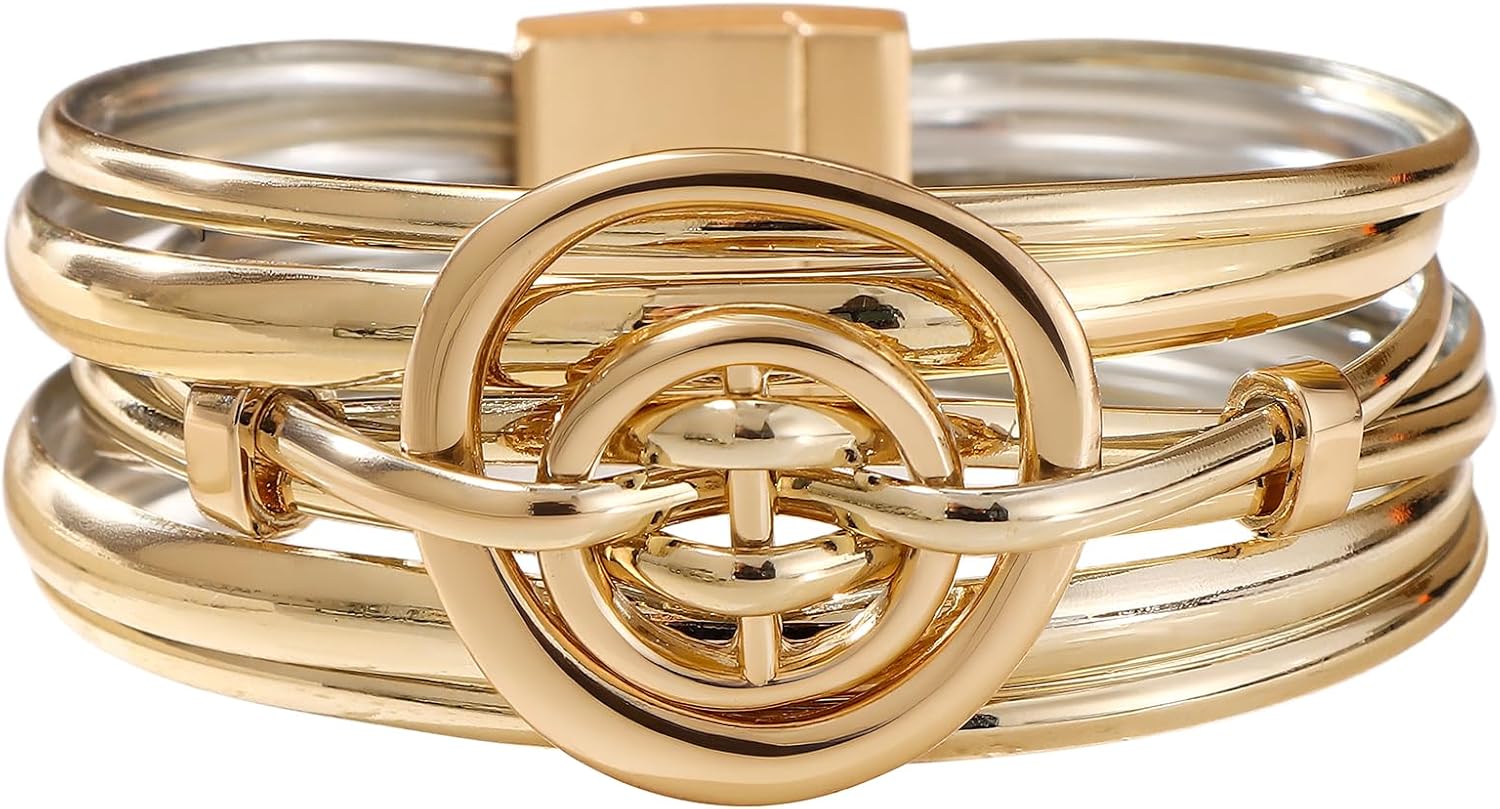 Boho Leather Wrap Multi-Layer Bracelet Bangle PU Leather Material Handmade Circle Design Bracelet Jewelry