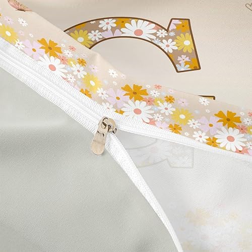 Miniatura 6 de Erosebridal Groovy - Juego de funda de edredón de flores vintage de los años 70 y 80, diseño floral personalizado, con inicial G, juego de cama