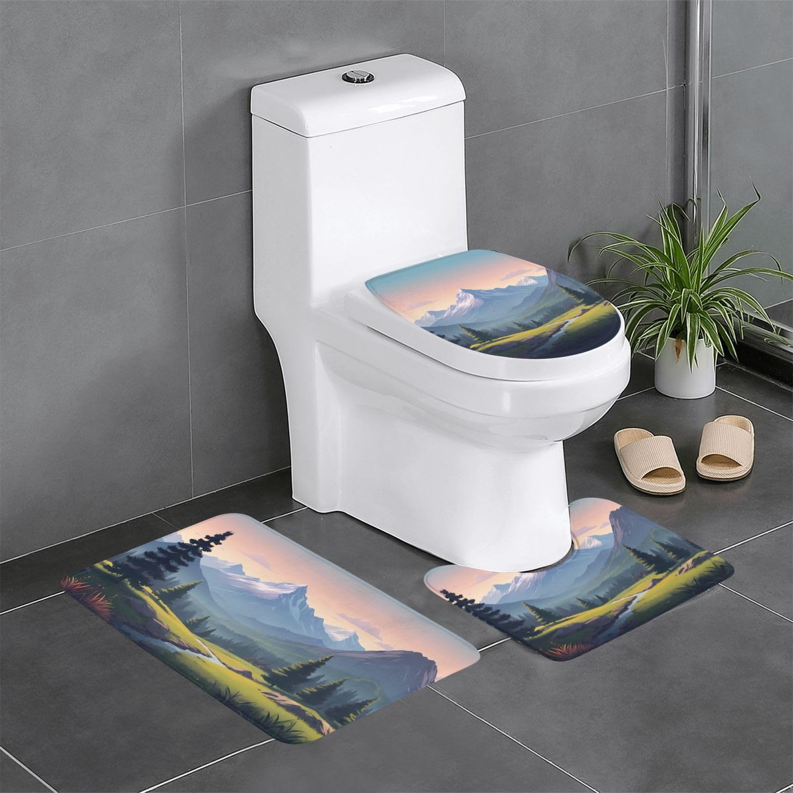 Tapis de salle de bain antidérapants Mountain View pour éviter les glissades