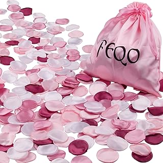 FEQO 600 Pcs Silk Rose Petal for Wedding Petals Faux Petal Blush Pink Flower Petals Artificial Satin Rose Petals Girl Scat...