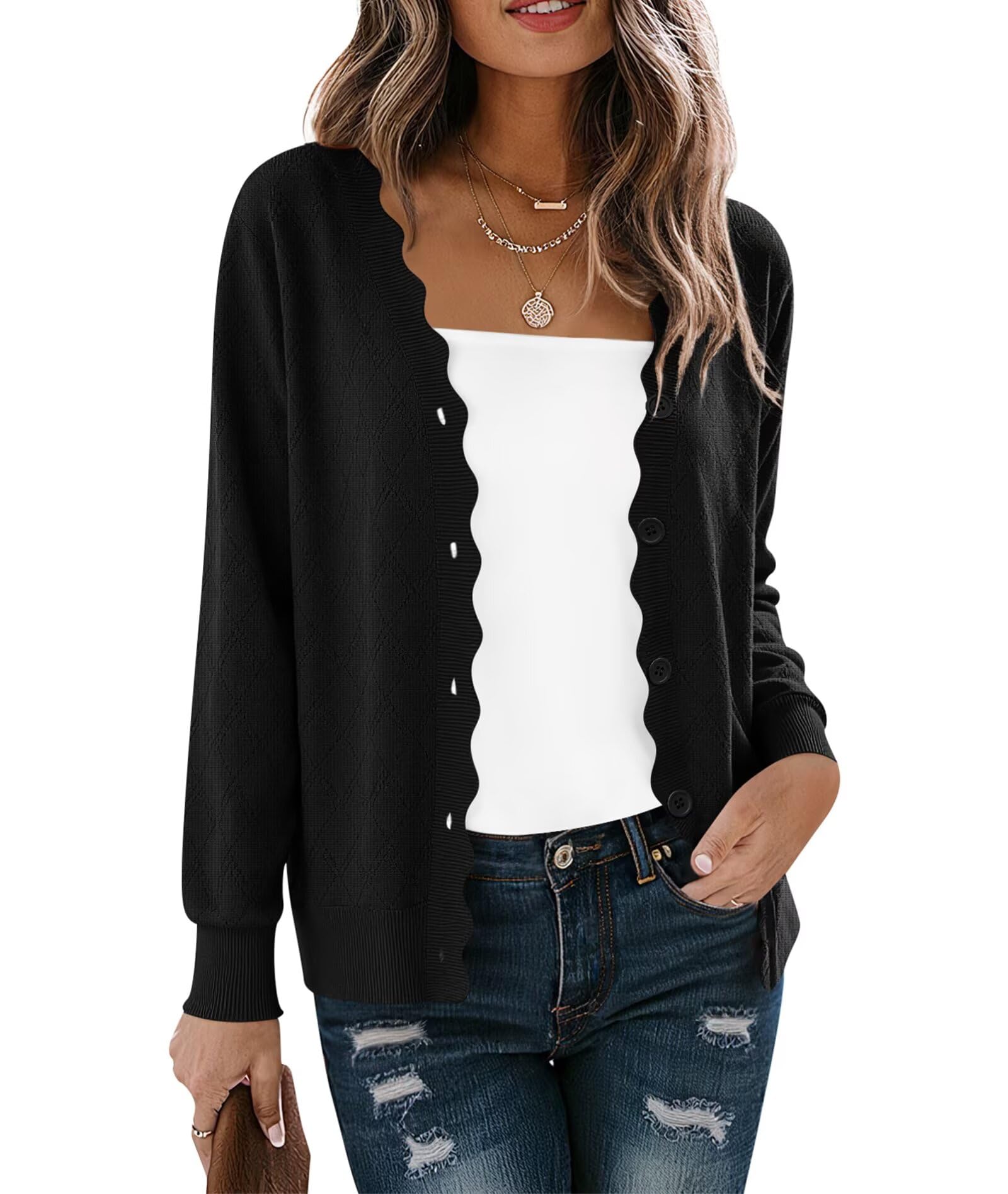 YGJIEGENG Damen Strickjacke Herbst Winter Cardigan Langarm Kurz Langarm Strickpullover Elegante V-Ausschnitt Vintage Klassisch Sweater Pullover S-2XL