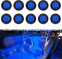 Vista 1 de PSEQT 3 luces LED redondas para cubierta interior, travesaño de cortesía, luz de utilidad para escalones marinos, iluminación impermeable para Azul