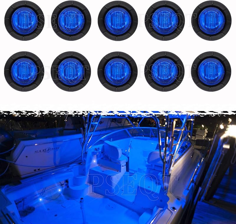 3 LED Round Boat Interior Deck Transom Courtesy Utility Light Marine Step Cockpit Lighting Waterproof for Fishing Pontoon Kayak Yacht Sailboat (Blue, 10Pcs)…