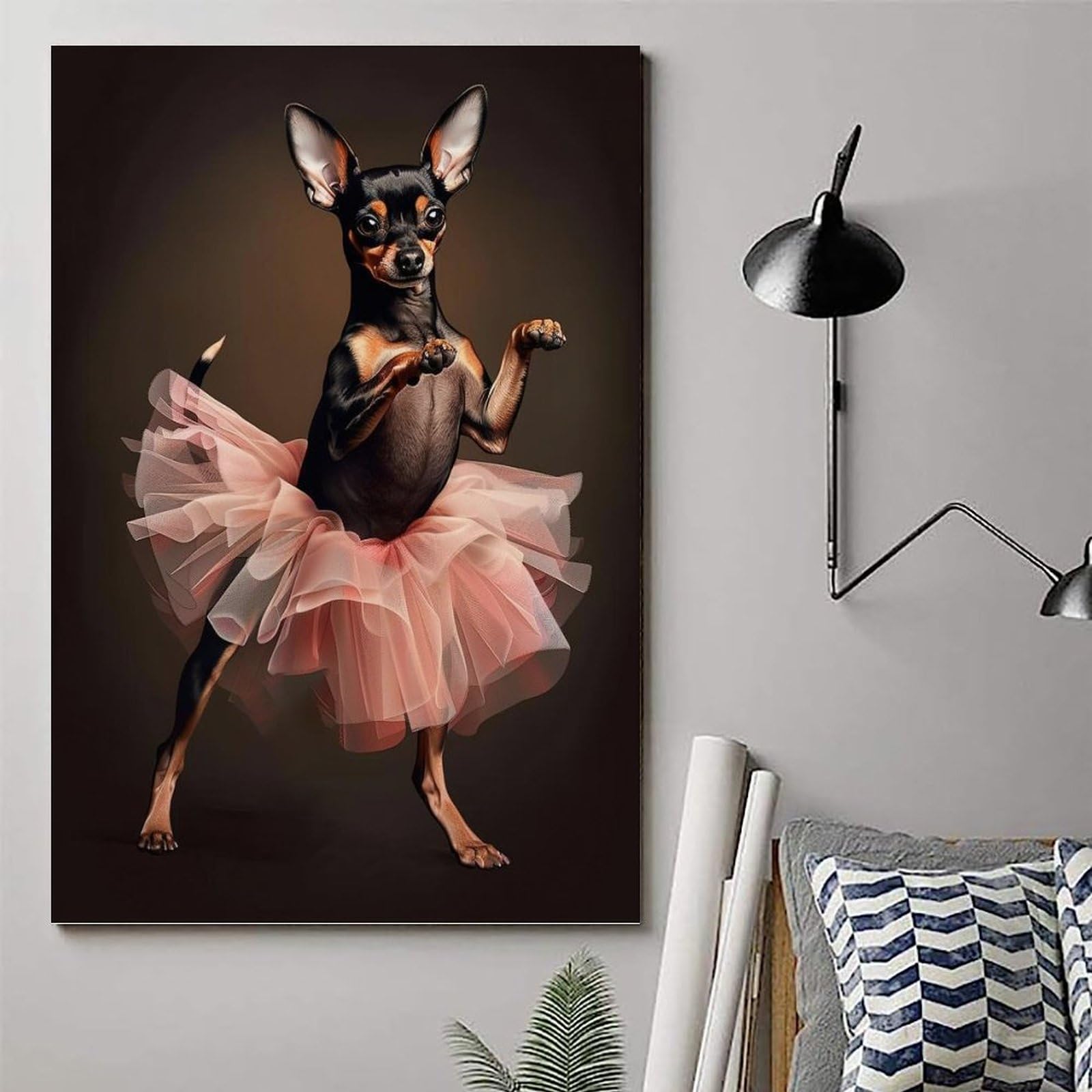 Dancing Dog Funny Animals Vintage Art Dog in Skirt Doberman Puppy