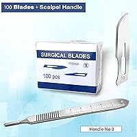 Vista 7 de A2Z SCILAB 100 cuchillas estériles de acero al carbono #10 con mango de bisturí libre #3