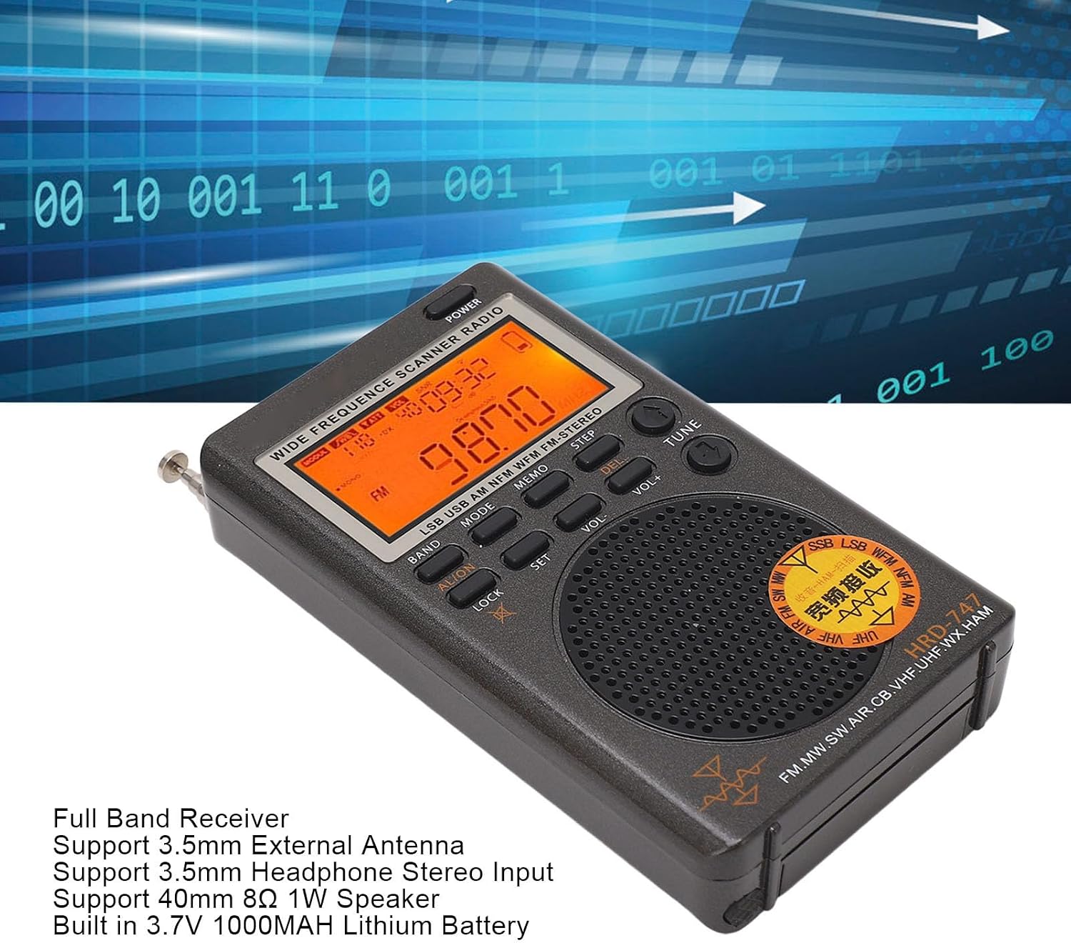 Eujgoov Full Band DSP Radio Modern Technology Digital Receiver 1000 Frequencies Portable for All Types of Broadcasts and Users