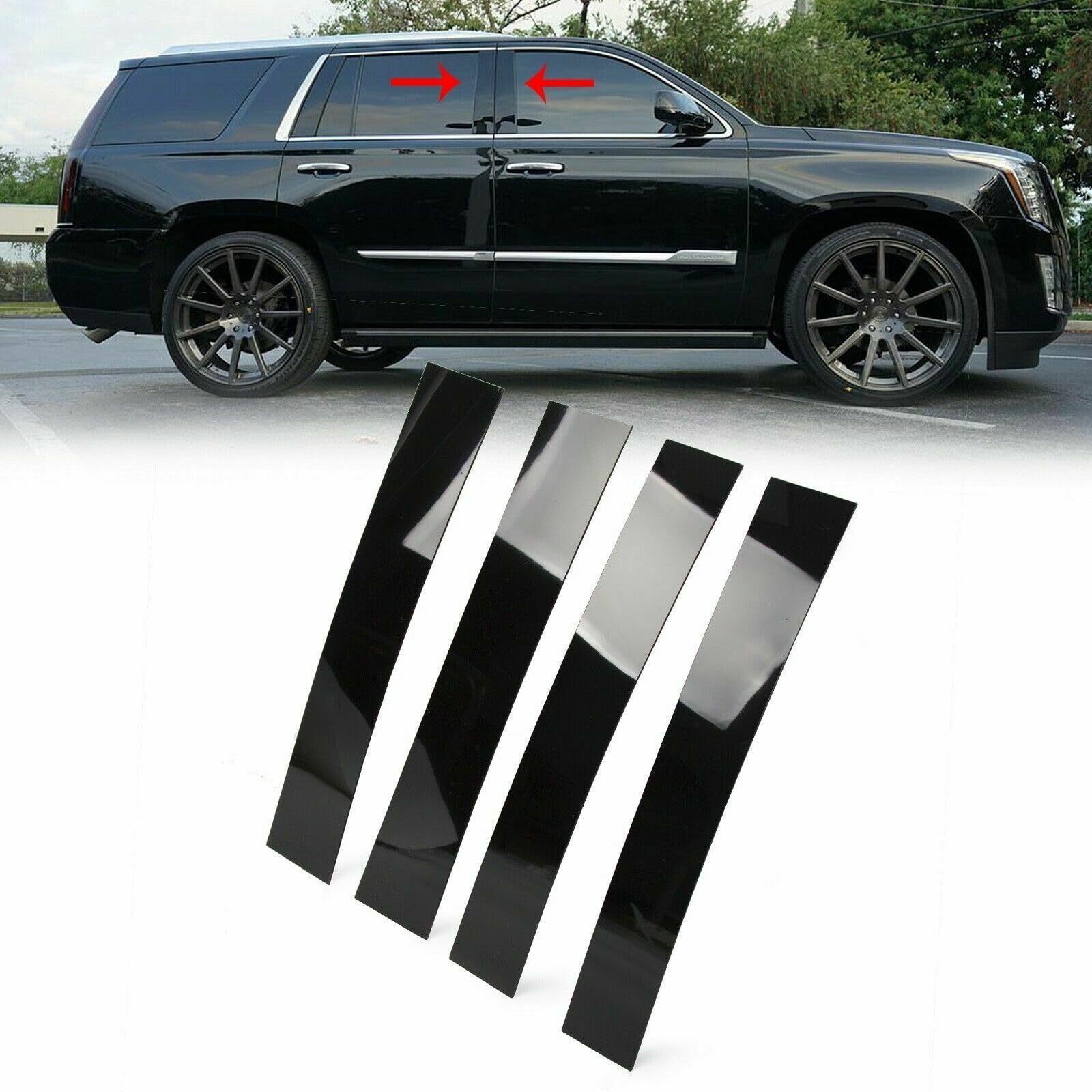 Body Trims Gloss Pillar Posts for Cadillac for Escalade EXT 2007-2013 Crew Cab 4pc Set Door Cover Kit