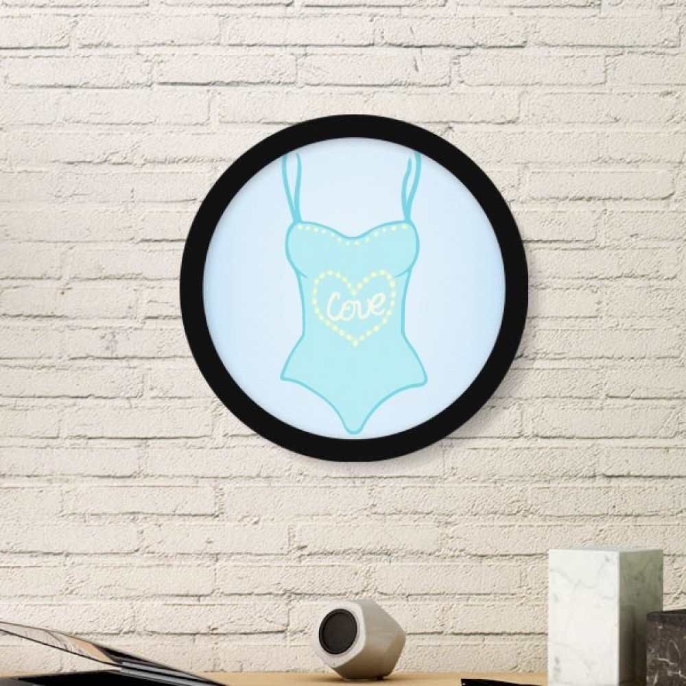Cadre photo rond bois noir maillot de bain bleu art peinture décoration maison cadeau