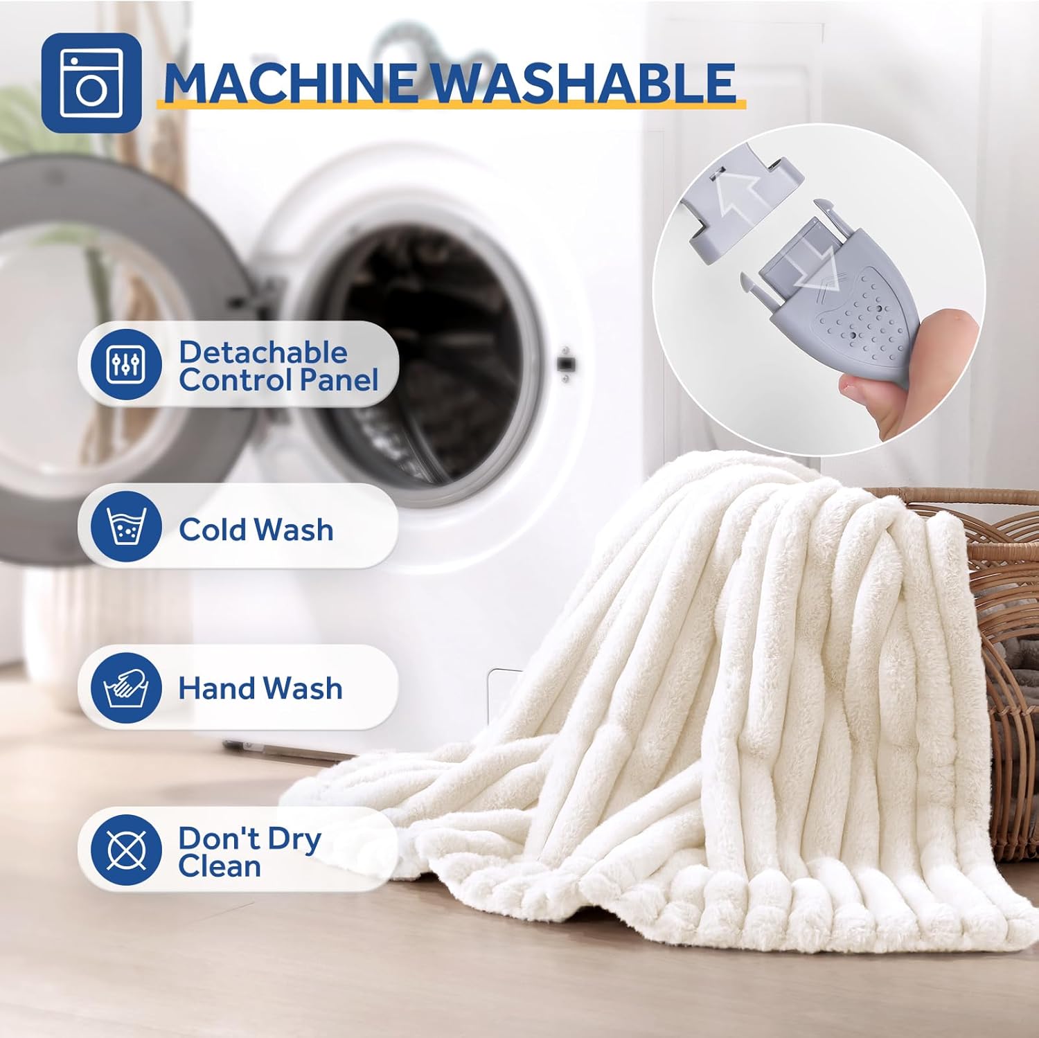 Sealy Electric Blanket Full Size 72"*84",Super Cozy Faux Fur to Sherpa Reversible Heated Blanket Full Size with 10 Heating Levels & 1-12 Hours Auto Off Overheating Protection Machine Washable,Beige - Image 6