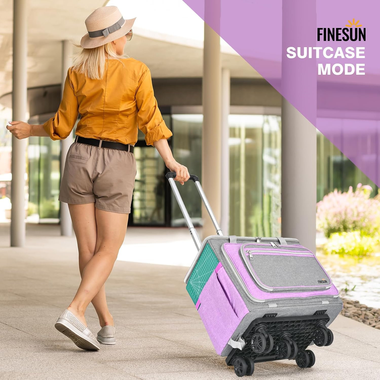 Rolling Tote Bag for Women Teacher Bag Rolling Cart Briefcase with Wheels Carry on Wheeled Bag for Work,Office,Craft