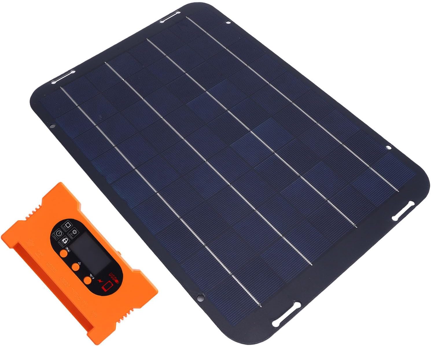 Solar Panel Battery Charger Maintainer, Flexible 12W Solar Panel Kit for Camping Caravans Greenhouses, Immediate Use