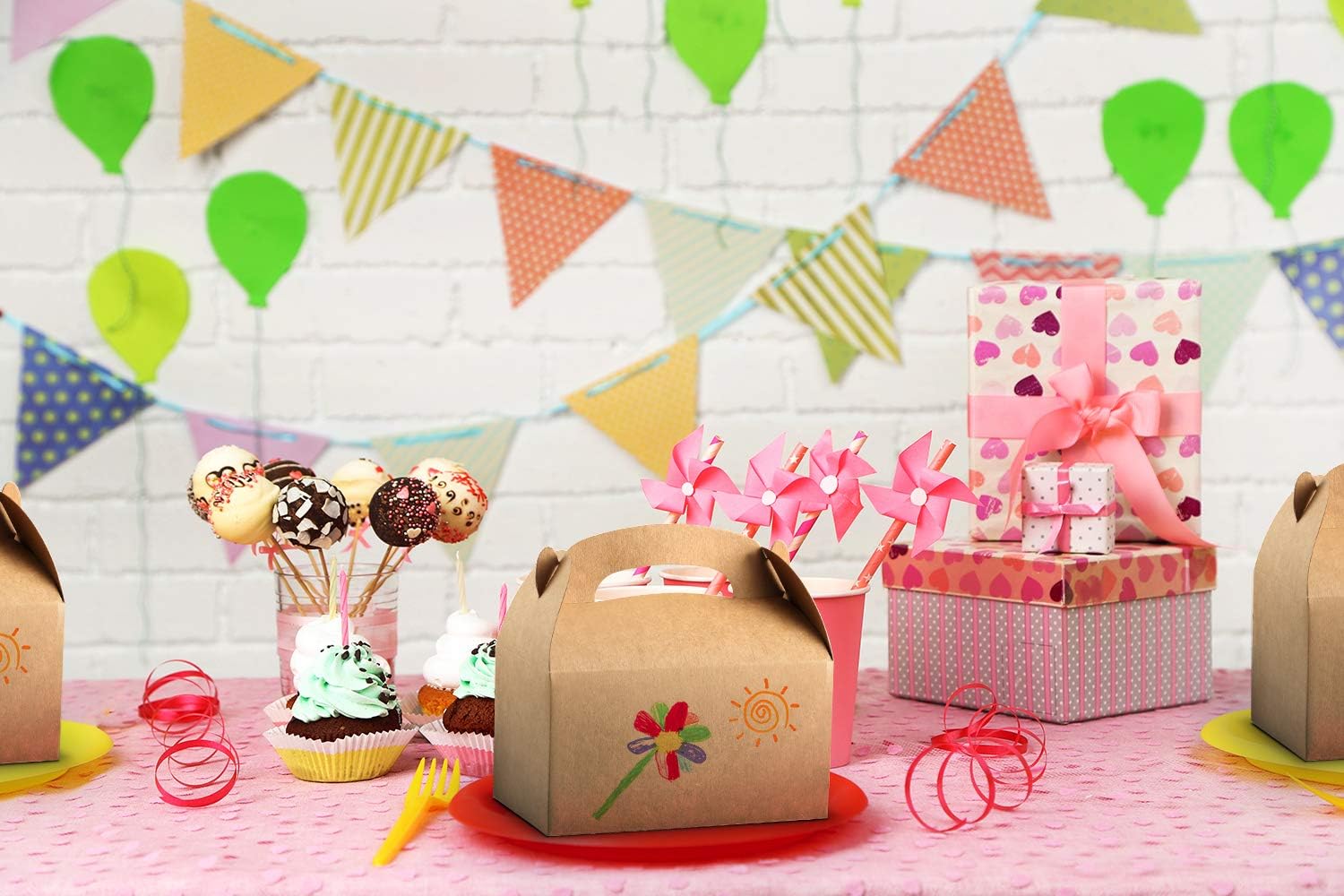 ValBox Treat Boxes 30 Pack Brown Kraft Paper Gable Gift Boxes - Goodies Favor Box for Kids' Birthday Party, Wedding, Baby Shower, 6.2 x 3.5 x 3.5 Inches - Image 6