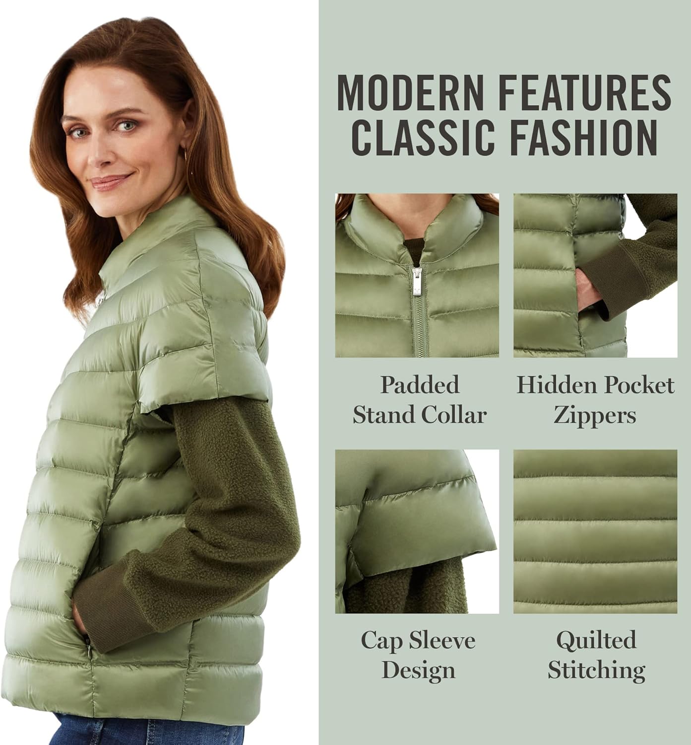 Martha Stewart Women’s Quilted Down Puffer Vest, Lightweight Short Sleeve Jacket with Pockets, Warm Winter Coat - Image 5