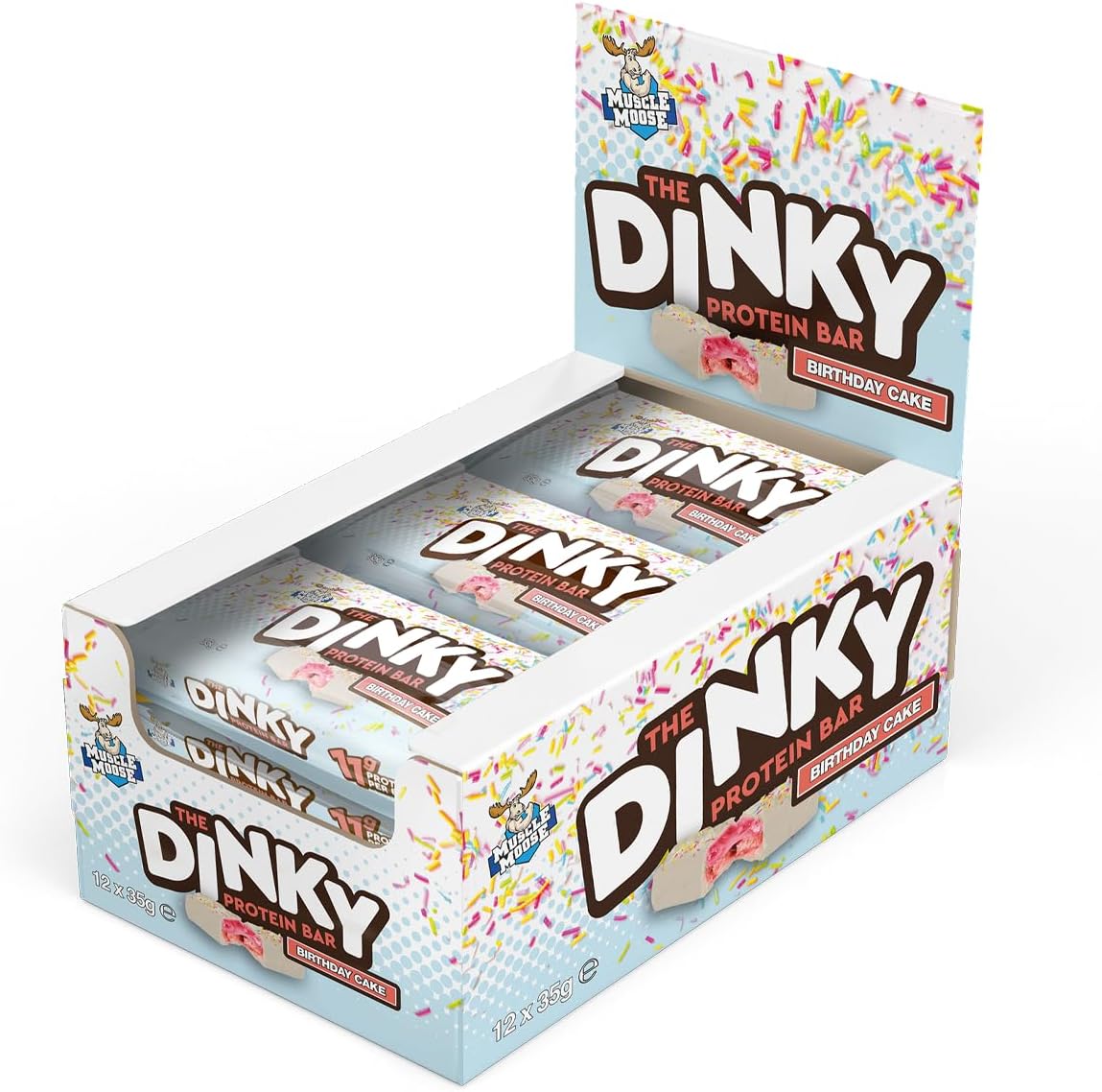 マッスルムース ディンキープロテインバー 12x35g バースデーケーキ