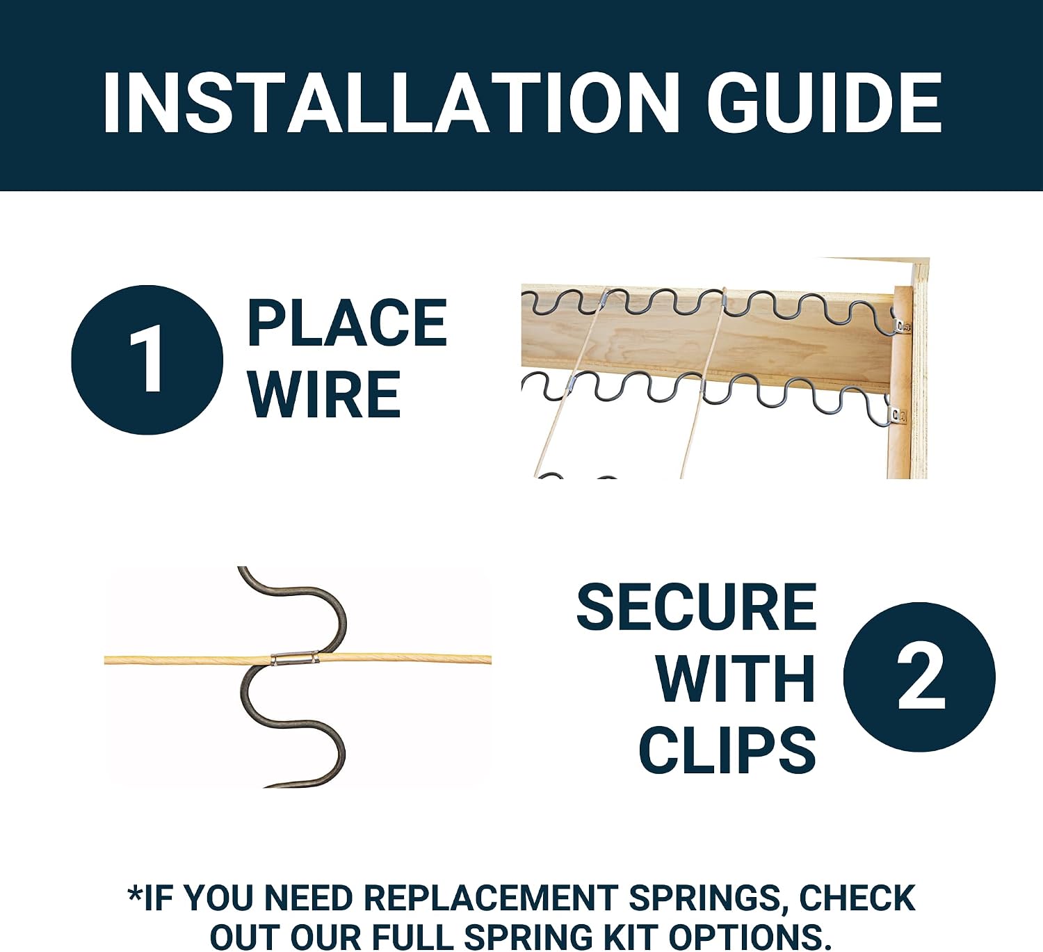 House2Home 40 Pack Upholstery Stay Wire Clips for Sofa, Couch, and Chair Spring Repair, Includes Instructions, Connectors to Attach Springing Wire to Springs