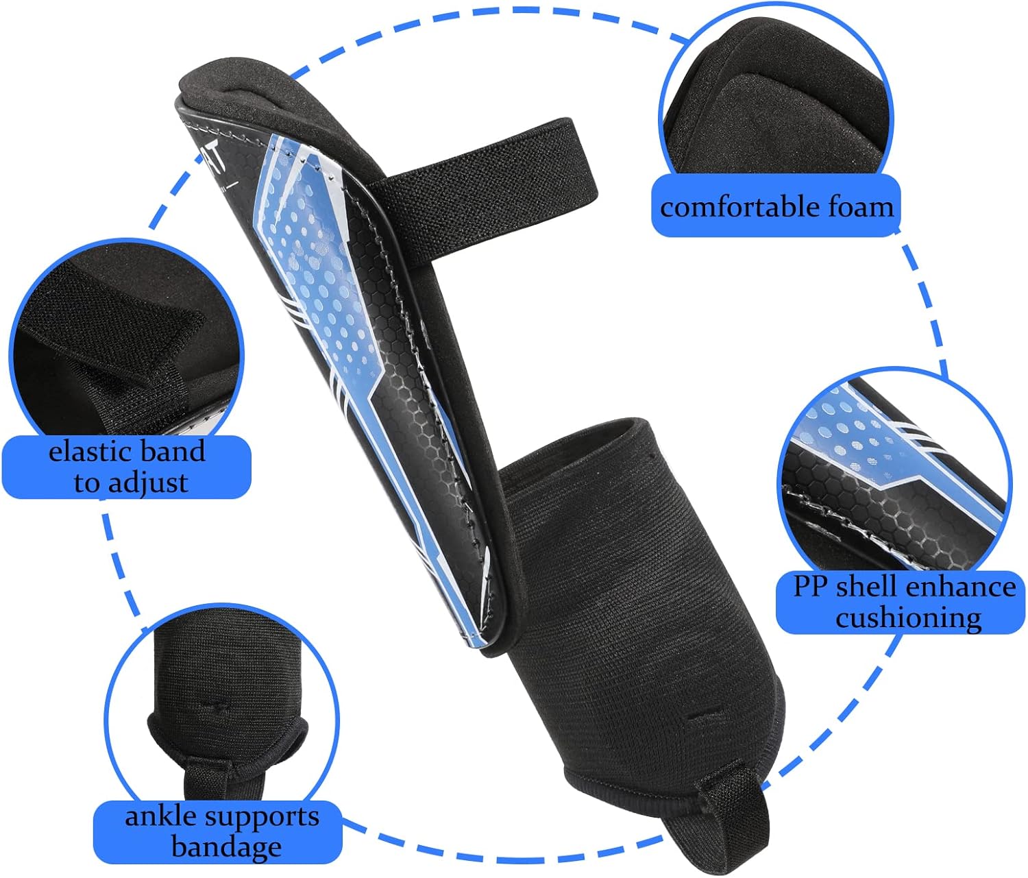 TAGVO Soccer Shin Guards, Kids Soccer Equipment with Ankle Sleeves Protection, Youth Sizes Child Soccer Shin Pads for Boys Girls : Sports & Outdoors