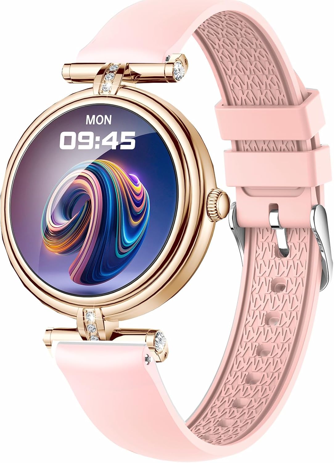 Yihou Smart Watches for Women Fitness Tracker with Diamonds Multiple Sport Modes Heart Rate Sleep Monitor Make Answer Call Step Counter Waterproof for Android iOS Gold Silicone